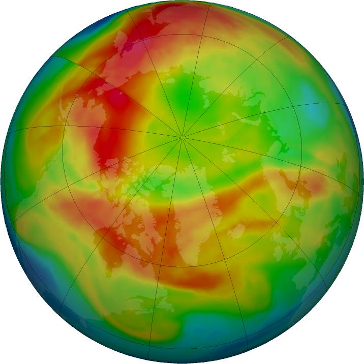 Arctic ozone map for 29 January 2021